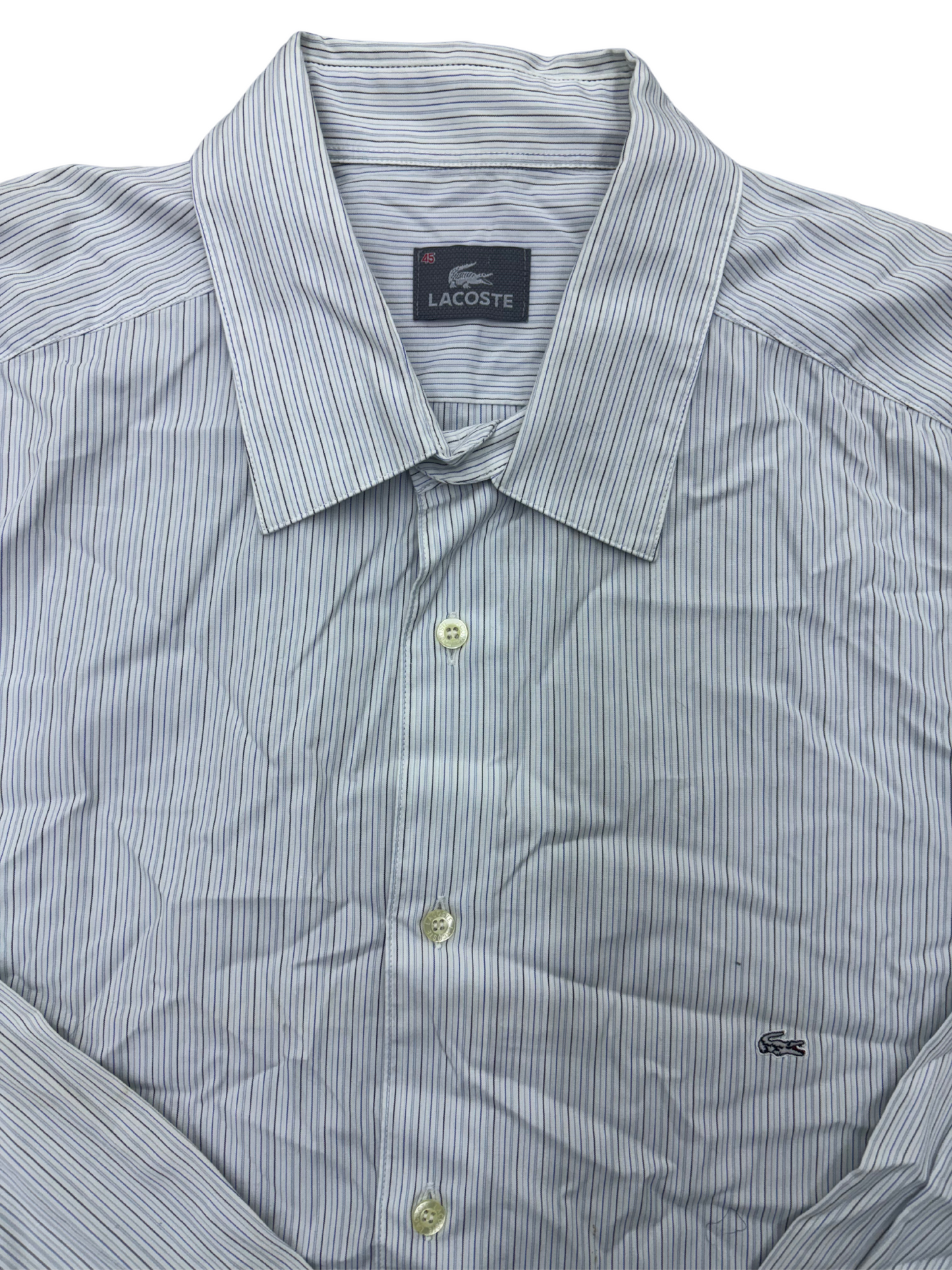 Lacoste Button-Up Shirt - White Striped - XL