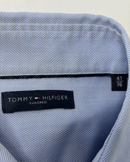 Tommy Hilfiger Tailored Blue Herringbone Dress Shirt