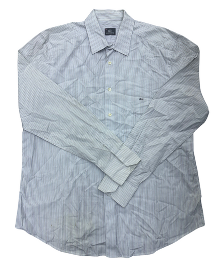 Lacoste Button-Up Shirt - White Striped - XL