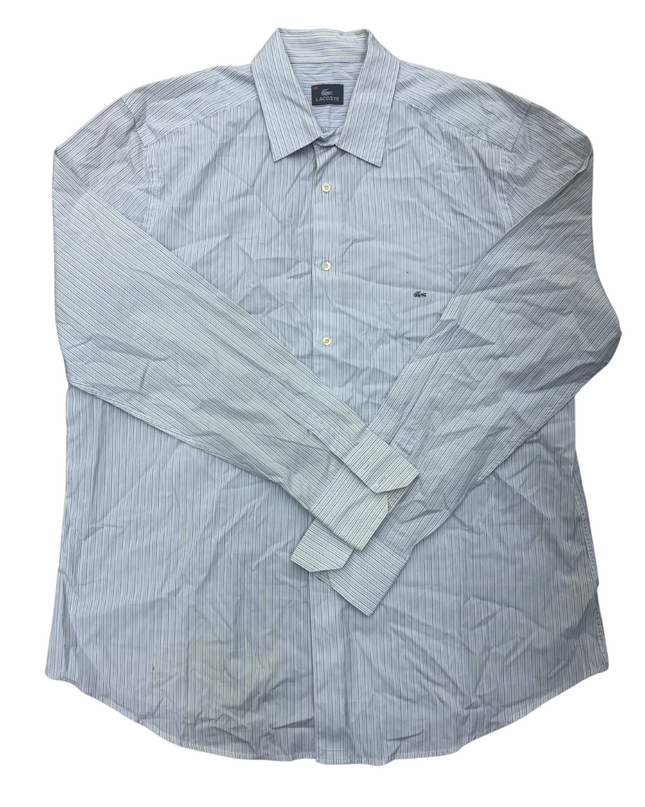 Lacoste Button-Up Shirt - White Striped - XL