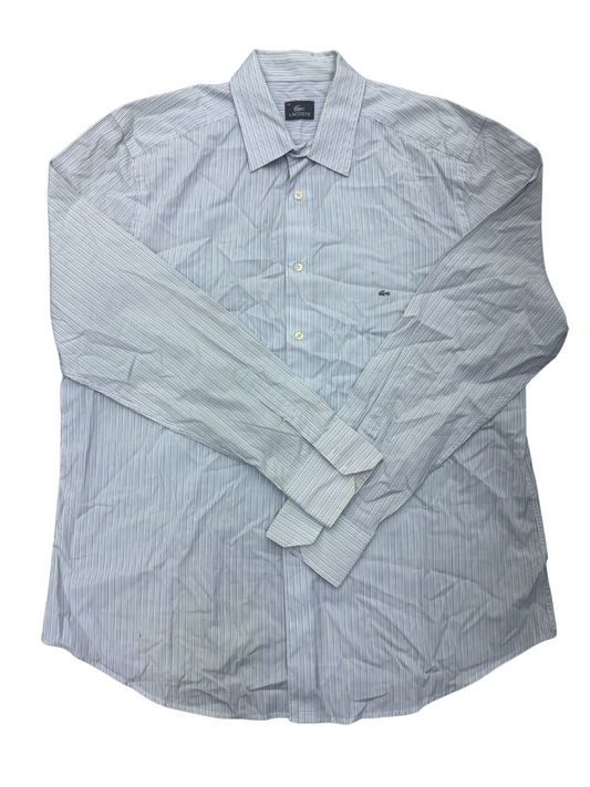 Lacoste Button-Up Shirt - White Striped - XL
