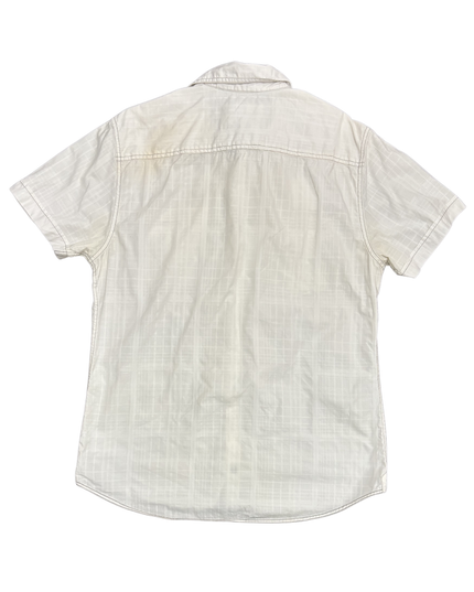 GUESS White Textured Plaid Western Shirt - M