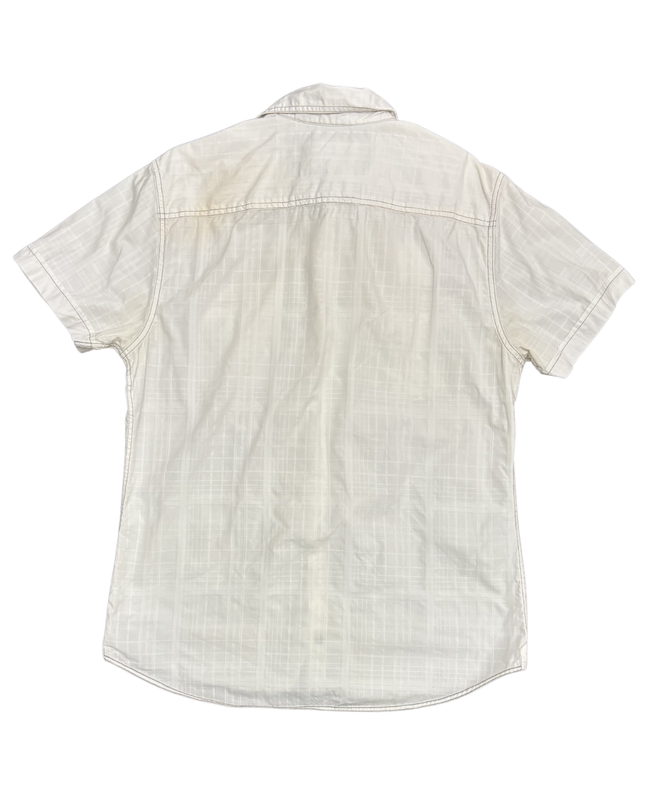 GUESS White Textured Plaid Western Shirt - M