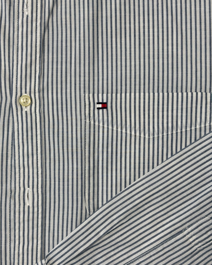 Tommy Hilfiger Gray & White Striped New York Fit Button-Down Shirt