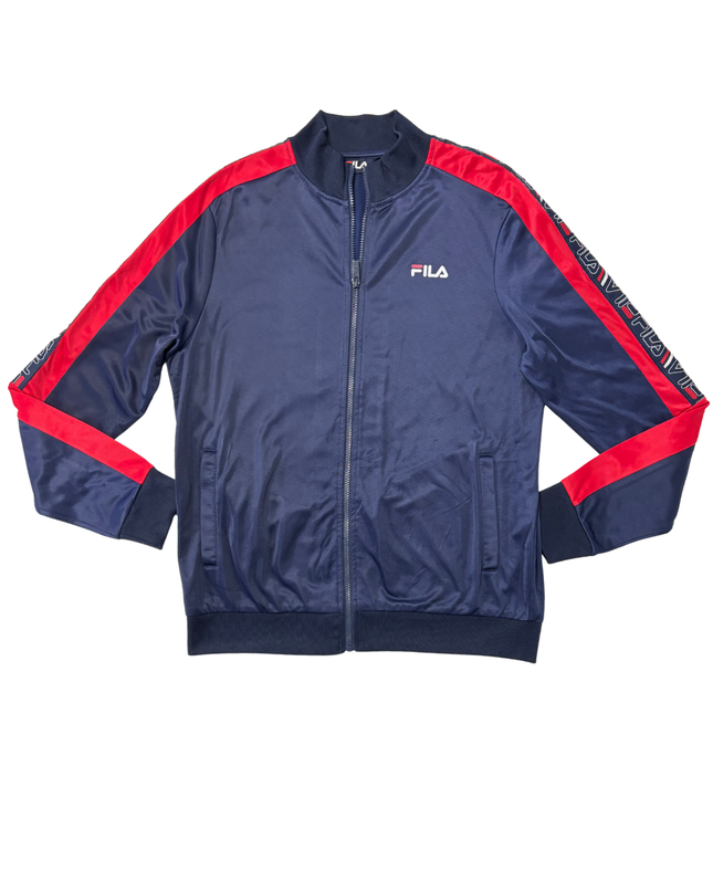 FILA Navy Blue & Red Tape Logo Full-Zip Track Jacket