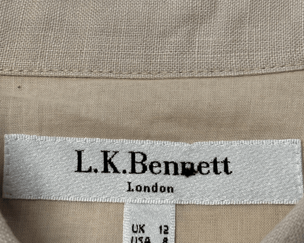 L.K. Bennett Sleeveless Neutral Midi Button-Down Shirt Dress