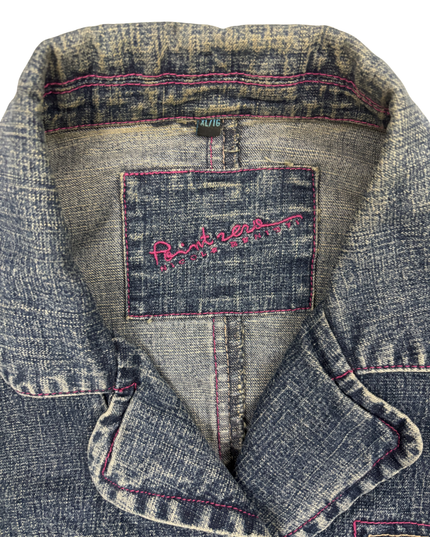 Point Zero Contrast Stitch Vintage Blue Denim Jacket - L