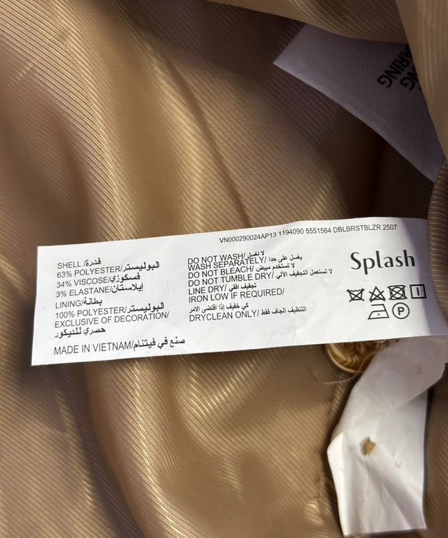 Splash Tan Double-Breasted Blazer Jacket | With Tag