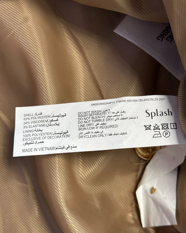 Splash Tan Double-Breasted Blazer Jacket | With Tag