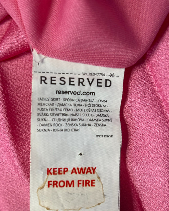 Reserved Pink Pleated Satin-Finish Midi Skirt