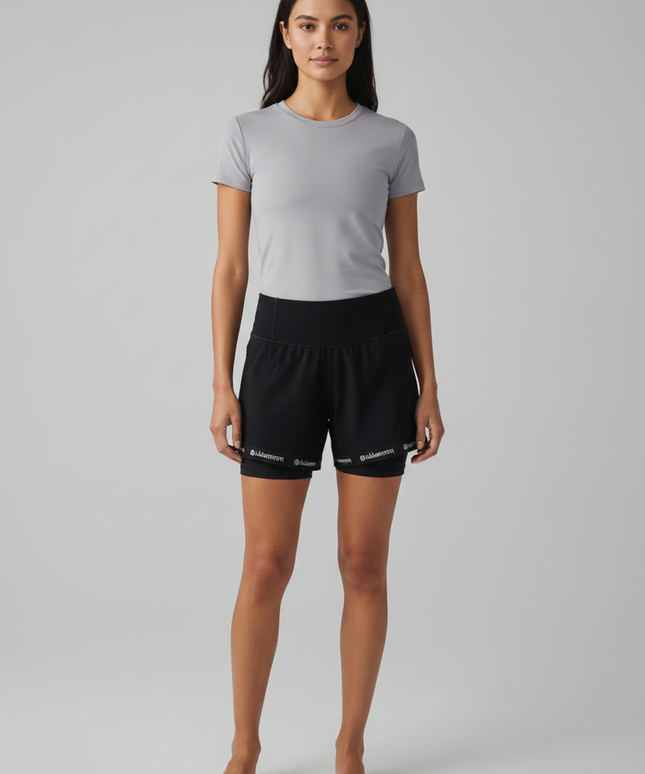 Lululemon Black High-Performance Tight Fit Athletic Shorts