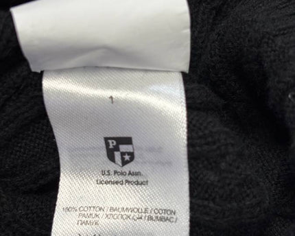 U.S. Polo Assn. Black V-Neck Cable Knit Sweater