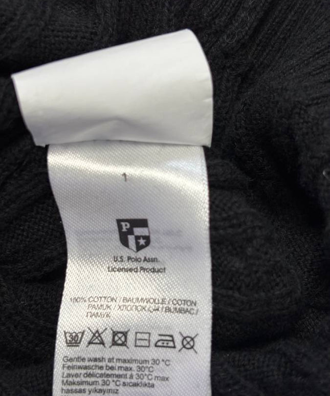U.S. Polo Assn. Black V-Neck Cable Knit Sweater