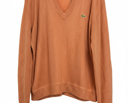 Lacoste Vintage Orange V-Neck Fine Knit Sweater