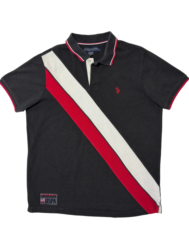 U.S. Polo Assn. Black & Red Diagonal Stripe Classic Polo Shirt