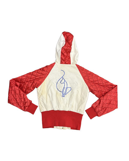 Baby Phat Red & White Quilted Satin Zip Hoodie Jacket - S