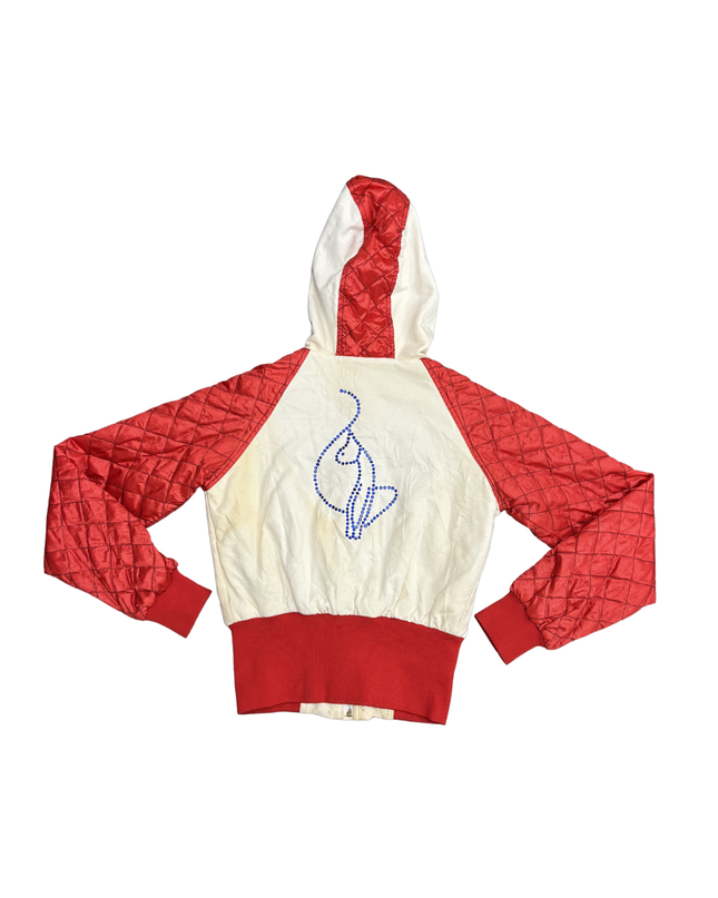 Baby Phat Red & White Quilted Satin Zip Hoodie Jacket - S