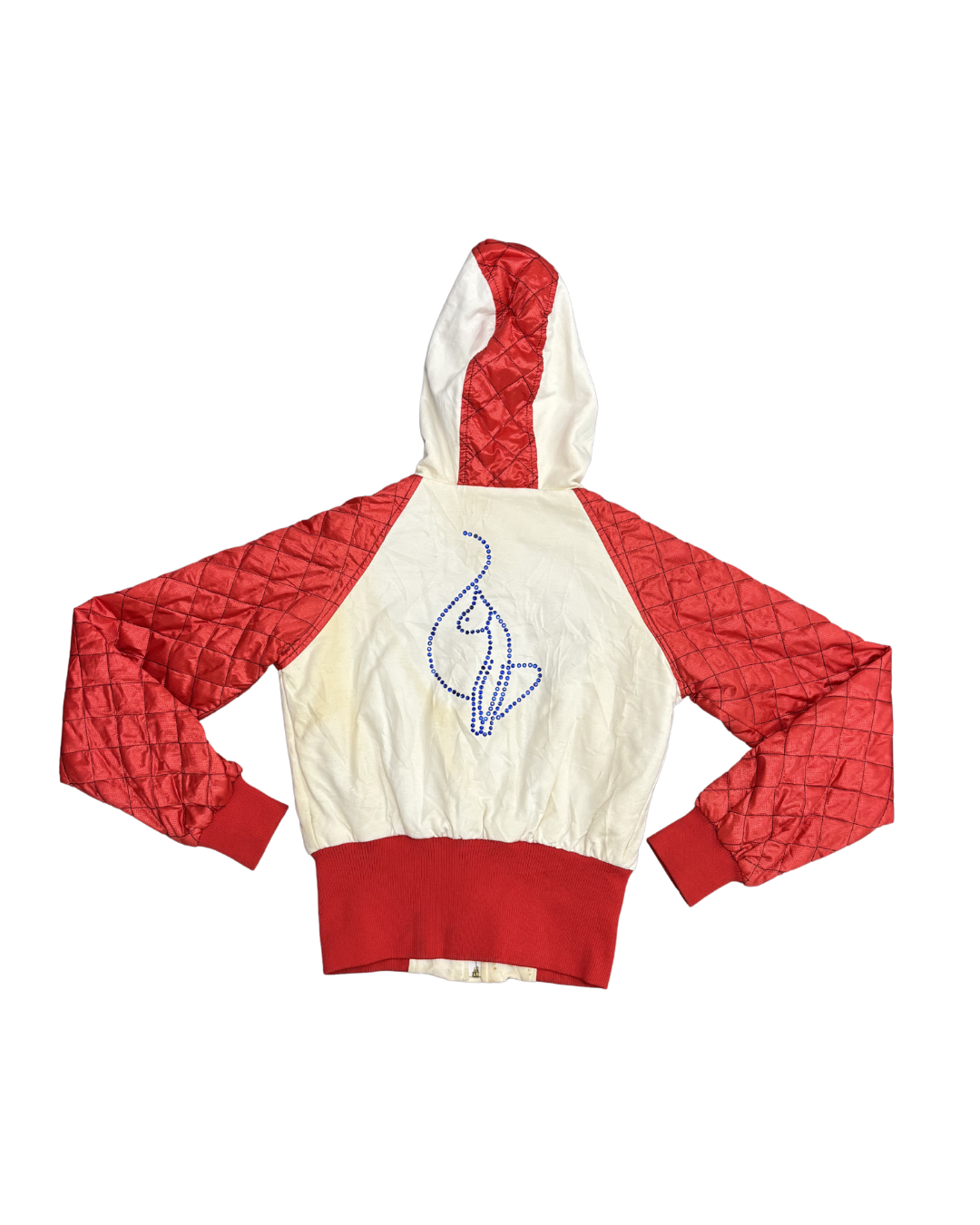 Baby Phat Red & White Quilted Satin Zip Hoodie Jacket - S