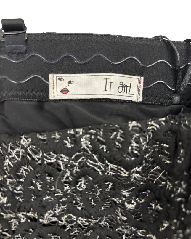 It Girl Y2K Black Lace Bustier Crop Top - XXS