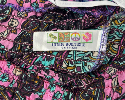 India Boutique Multicolor Boho Patchwork Tiered Ruffle Skirt - XS | Waist: 23"