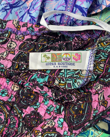 India Boutique Multicolor Boho Patchwork Tiered Ruffle Skirt - XS | Waist: 23"
