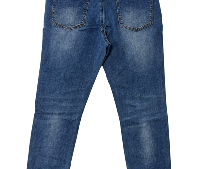 Stradivarius Medium Wash Pearl Embellished Super High Waist Skinny Jeans