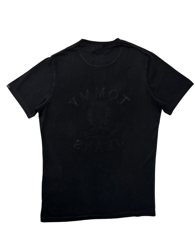 Tommy Jeans Crest Logo Black Cotton Graphic T-Shirt- M