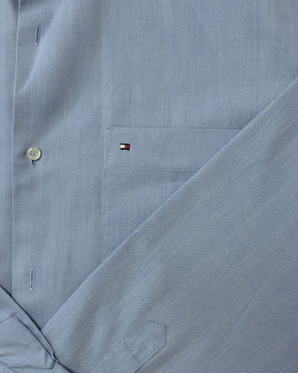 Tommy Hilfiger Tailored Blue Herringbone Dress Shirt
