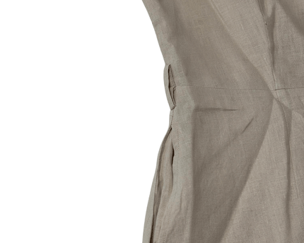 L.K. Bennett Sleeveless Neutral Midi Button-Down Shirt Dress