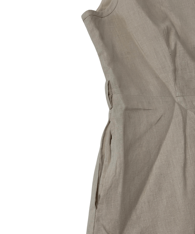 L.K. Bennett Sleeveless Neutral Midi Button-Down Shirt Dress