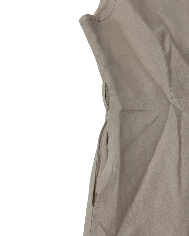 L.K. Bennett Sleeveless Neutral Midi Button-Down Shirt Dress