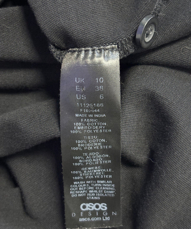 Asos Design Black Embroidered Sleeve Shirt Dress