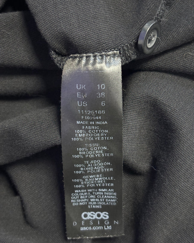 Asos Design Black Embroidered Sleeve Shirt Dress