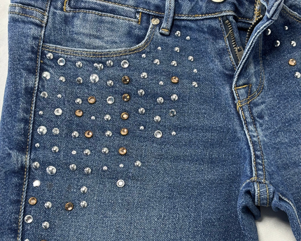 Guess Embellished Skinny Fit Mid-Wash Jeans