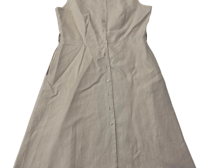 L.K. Bennett Sleeveless Neutral Midi Button-Down Shirt Dress