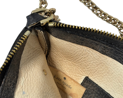 Kate Spade New York Black Pebbled Leather Studded Chain Crossbody Clutch