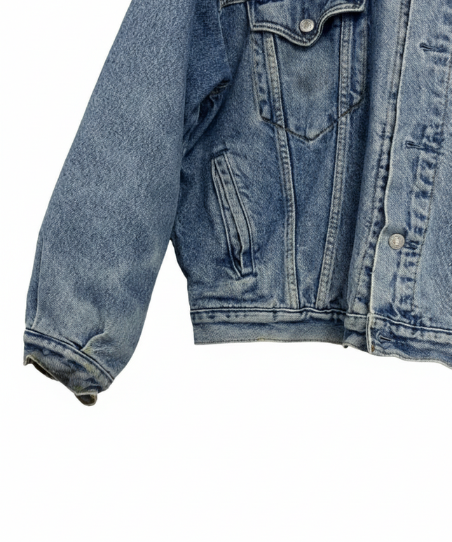 Levi's Blue Plaid-Lined Denim Trucker Jacket