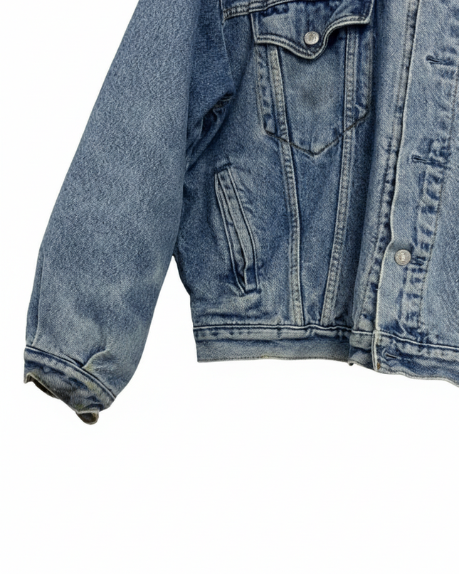 Levi's Blue Plaid-Lined Denim Trucker Jacket