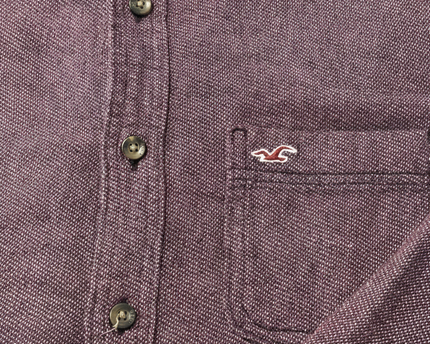 Hollister Burgundy Stretch Button-Down Long Sleeve Shirt