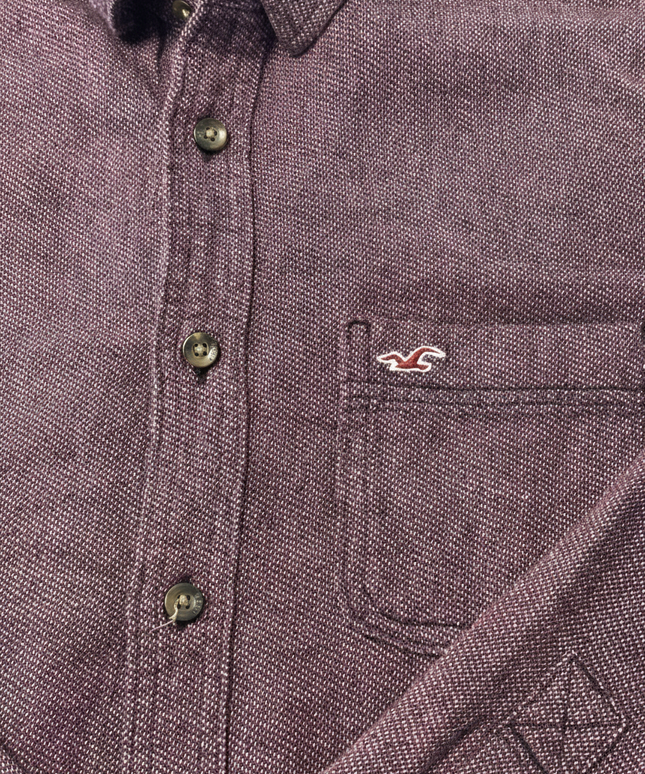 Hollister Burgundy Stretch Button-Down Long Sleeve Shirt
