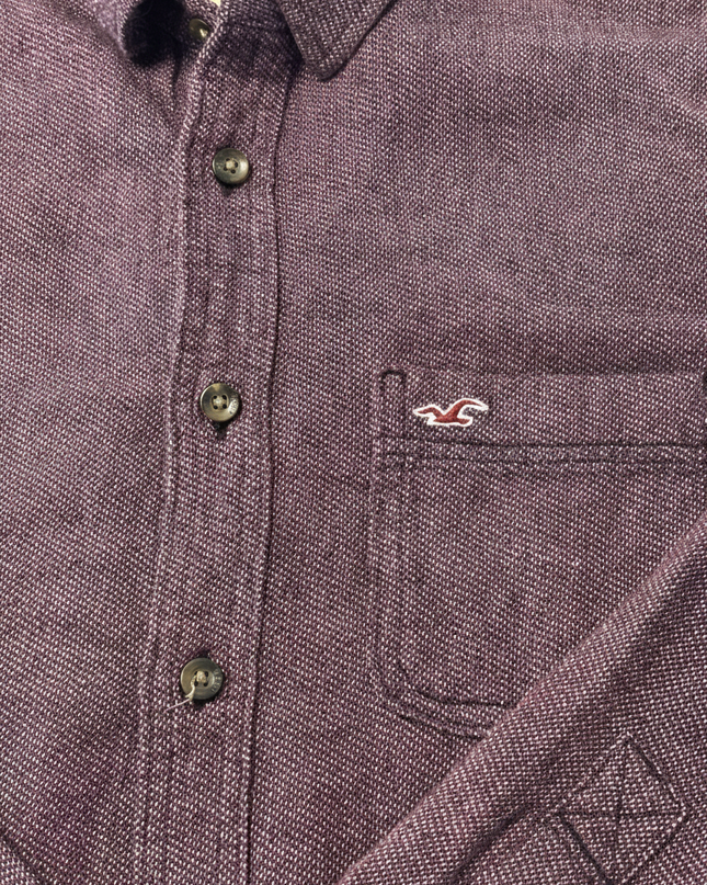 Hollister Burgundy Stretch Button-Down Long Sleeve Shirt