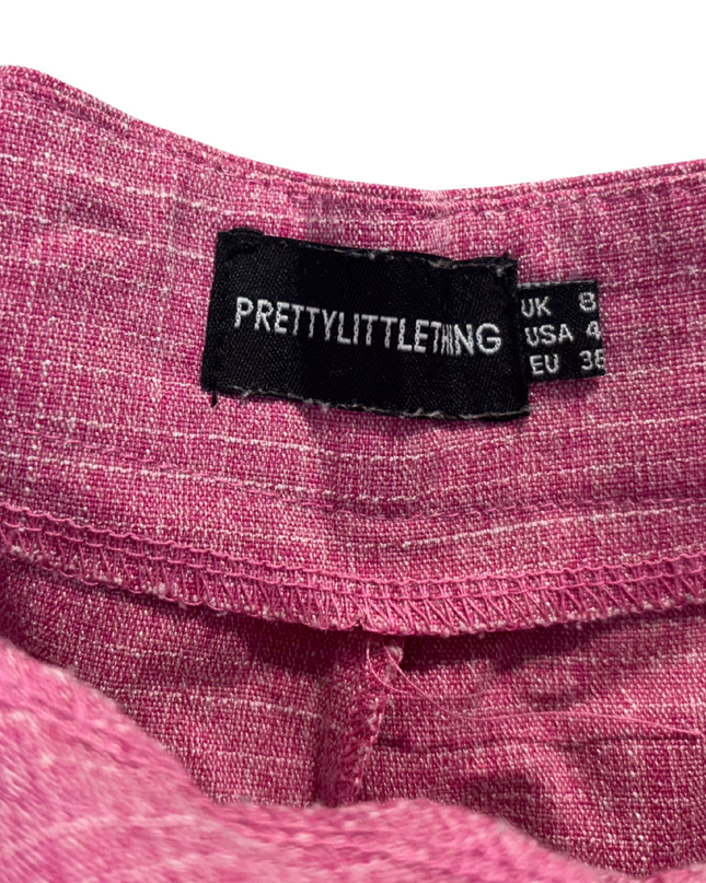 Pretty Little Thing High-Waist Tailored Rosy Linen Shorts - M