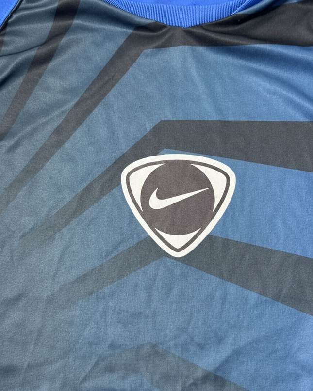 Nike Blue Geometric Print Dri-Fit Sports T-Shirt
