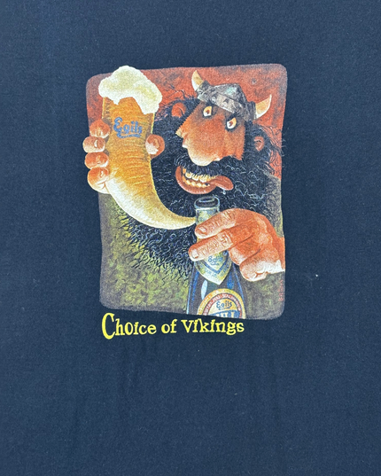 Fruit of the Loom Choice of Vikings Beer Graphic Black T-Shirt - L