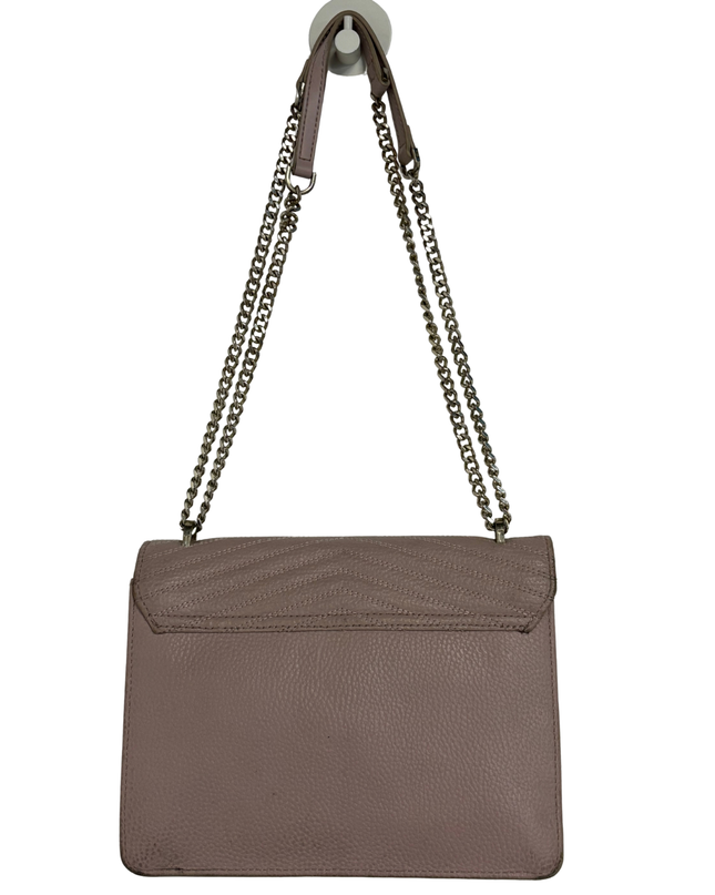 Ted Baker London Mauve Pebbled Quilted Flap Chain Shoulder Bag