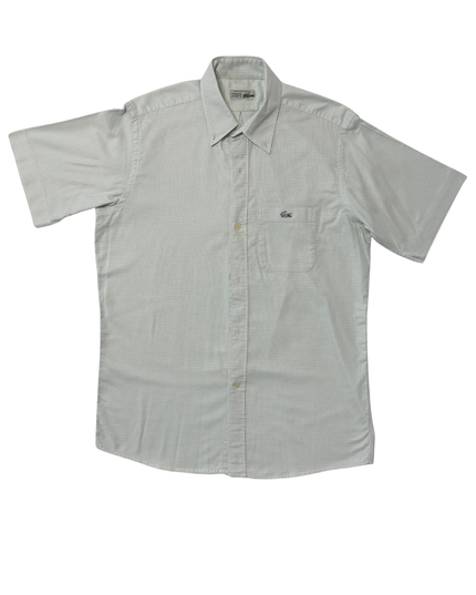 Vintage Lacoste Chemise Light Green Micro Check Pattern Shirt