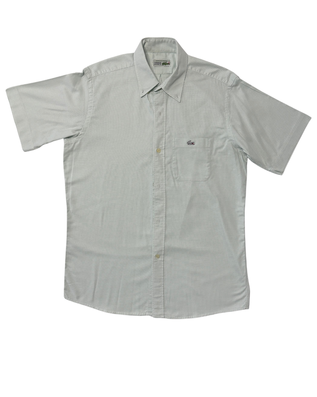 Vintage Lacoste Chemise Light Green Micro Check Pattern Shirt