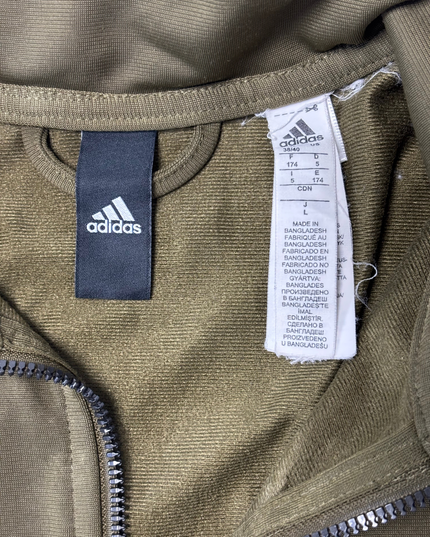 Adidas Olive Green & Navy Blue 3-Stripes Full-Zip Track Jacket