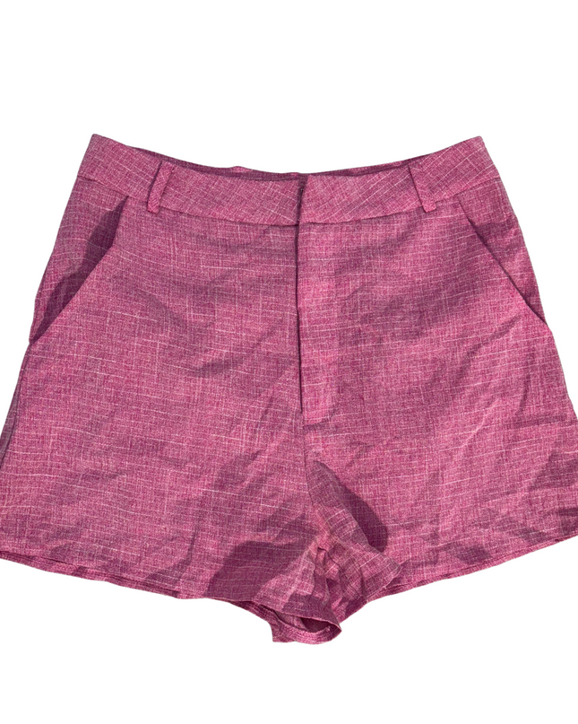 Pretty Little Thing High-Waist Tailored Rosy Linen Shorts - M