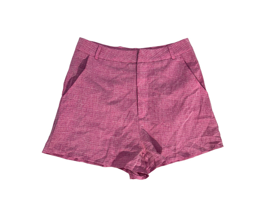 Pretty Little Thing High-Waist Tailored Rosy Linen Shorts - M